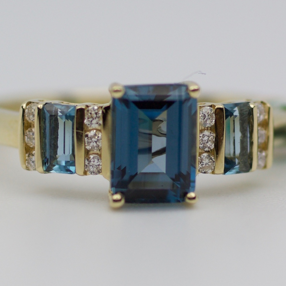 EFFY 14k Yellow Gold Blue Topaz And Diamond Ring